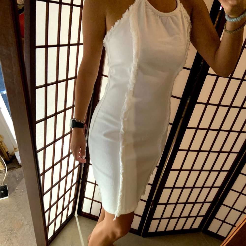 White Denim Halter Dress!